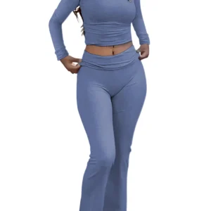 Women's Yoga Two-Piece Set Long-Sleeve Wide-Leg
